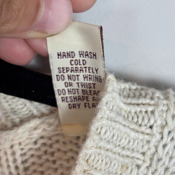 VTG True Mark‎ Womens Beige Cable Knit Fishermans Cotton Wool Sweater Large 90's - Picture 6 of 10
